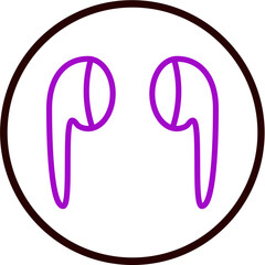 Wireless Earbuds Vector Line Purple Circle Black