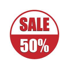 SALE 50% vector, round shape 50% discount sales tag vector, 50% discount online banner sales tag
