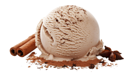 Aromatic Chai Ice Cream Single Scoop on the Transparent Background