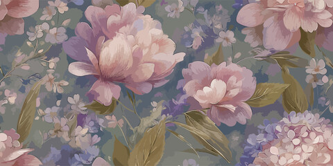 Luxurious Painted Bloom Seamless Pattern Impressionist Floral Vector for Interiors and Fashion