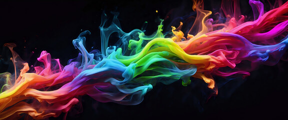 Dynamic Multicolored Smoke Swirls Vibrantly Flowing on a Dark Background