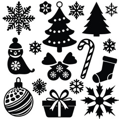 line art color vector Christmas icon set 