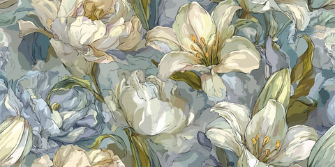 Watercolor Bloom Seamless Pattern Sketchy Botanical Vector Art for Delicate Fabrics and Decor