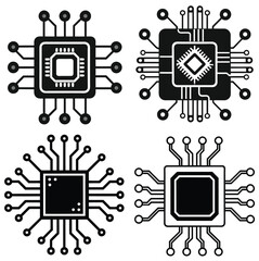 Ai and computer possessor design icon set 