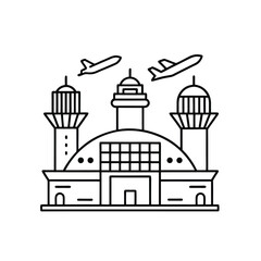 Fototapeta premium Airport on the city and take off the plane