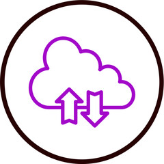 Cloud Migration Vector Line Purple Circle Black