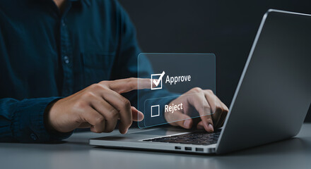 Online Approval Process on Laptop