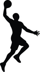 Silhouette basketball player dunking the ball silhouette Vector Illustration