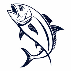 Obraz premium A vibrant blue tuna vector illustration captures an aquatic animal's fin and silhouette in the ocean