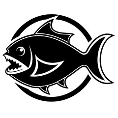 Fototapeta premium Vector illustration of a cartoon fish on a white background, perfect for designs related to sea life, aquariums, or fishing