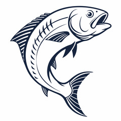 Obraz premium A vibrant blue tuna vector illustration captures an aquatic animal's fin and silhouette in the ocean