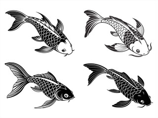 kumonryu fish sihouette black vector bundle
