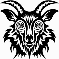 Obraz premium Psychedelic Goat Head Tribal Tattoo Design