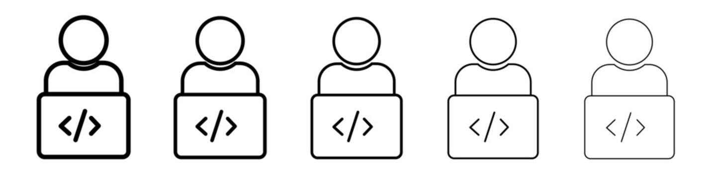 programmer icon simple vector outline logo