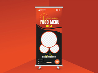 Professional Roll-up Banner for Restaurant Layout: Corporate roll-u banner template for advertisement vector layout business template