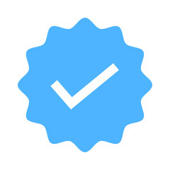 Verification Seal: A clean, crisp image featuring a stylized blue verification badge, the universal symbol of authentication, evoking trust and reliability, blue tick, vector file