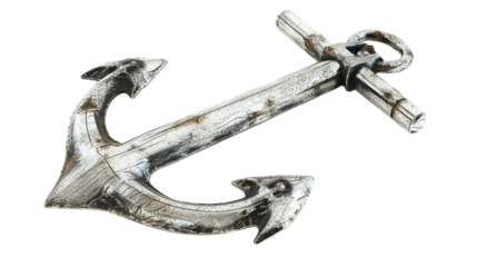 Elegant Silver Anchor of Grounded Dreams on the Transparent Background