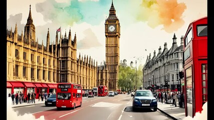 Big ben in London in watercolor effect