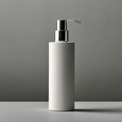 Obraz premium Tall Slim White Dispenser Bottle for Skincare or Hand Soap