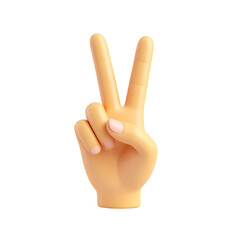 Cartoon hand making the peace sign gesture isolated on transparent background