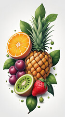 fruits on a white background