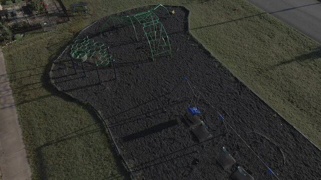 Aerial view of playground construction