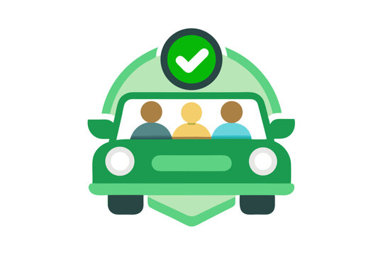 carpool icon with green ride