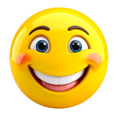 Fototapeta premium Happy smiling emoji face with rosy cheeks isolated on transparent background