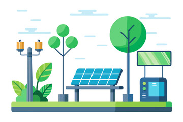Charging Solar Bench City Icon  