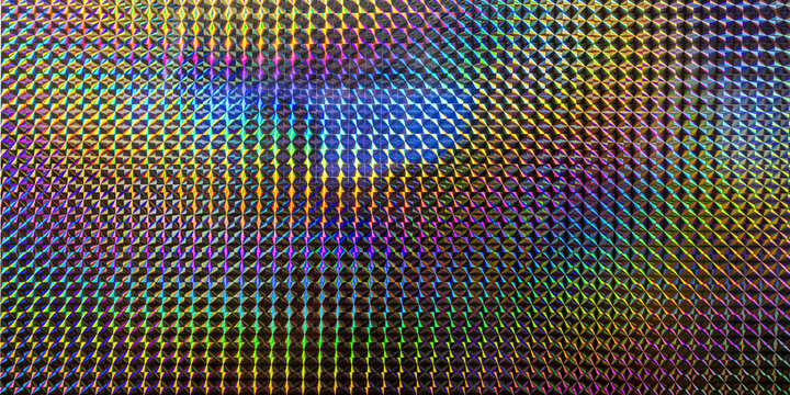 Iridescent holographic geometric surface reflecting rainbow colors - Powered by Adobe