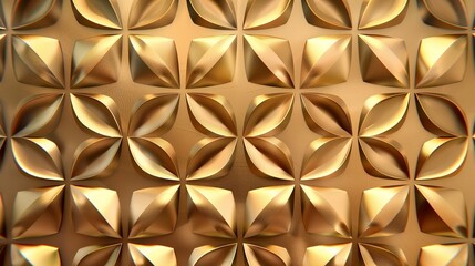 modern and artistic golden decorative element with sleek geometric shapes and engraved symmetrical patterns