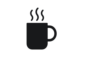 Simplified icon of a hot mug with steam, perfect for coffee or tea-related concepts and branding.