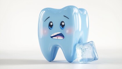 Tooth Decay Sensitive Reacts To Cold Ice, On White Background With Clipping Path - Showing Pain And Discomfort.