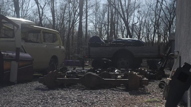 Sunny classic cars and parts outdoors