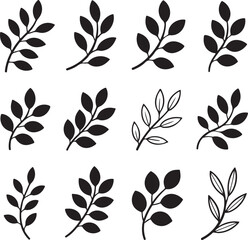 Minimalist Leafy Branch Doodle Set with Hand-Drawn Botanical Elements