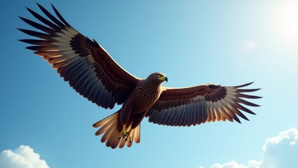 Obraz premium Wings of Power: An Eagle Gliding Against Blue Sky