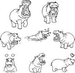 Hippopotamus Line Art: A Collection of Illustrations