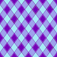 Obraz premium Colorful argyle pattern design in purple and light blue for textiles and backgrounds