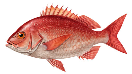 Obraz premium Red porgy isolated on a white background PNG. AI GENERATED