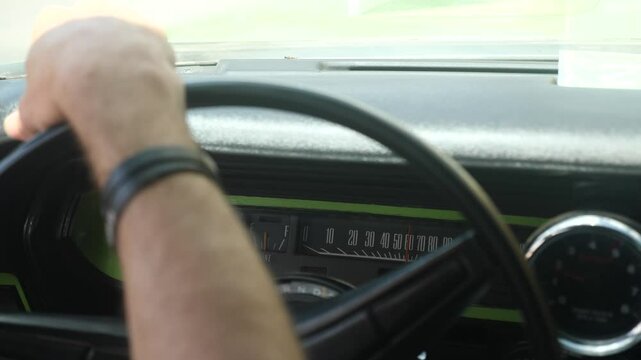 Classic car driving experience on a beautiful road