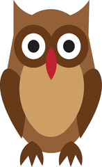 Brown Cartoon Owl Clipart, Simple and Cute Owl Illustration for Kids