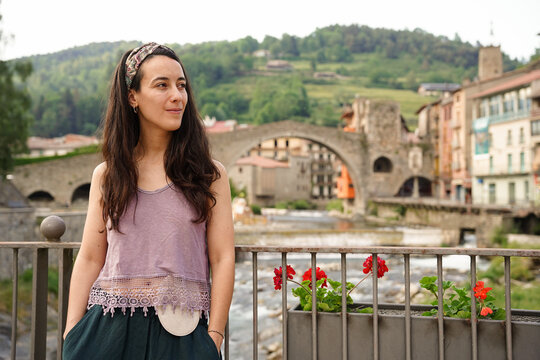 Happy woman traveling with an ostomy. World cancer day