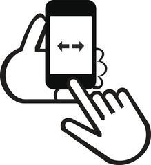 Swipe Gesture Icon, Horizontal Scroll Touch on Smartphone Vector

