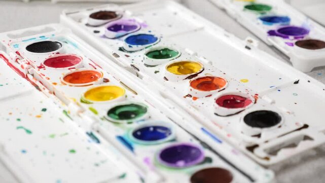 Vibrant watercolor art in class