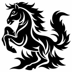 Naklejka premium Fiery Horse Silhouette Powerful Rearing Stallion Vector Art