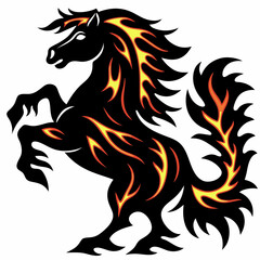 Fototapeta premium Fiery Horse Tattoo Design Powerful Rearing Stallion