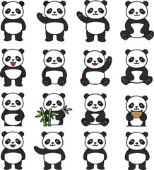 Pixel Art Panda Collection: 16 Cute Panda Bear Illustrations for Design Projects