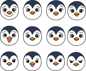 Charming Penguin Emojis: Twelve Unique Expressions