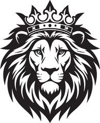 Lion head mascot vector illustration showing a powerful wild animal face with tribal design and silhouette style