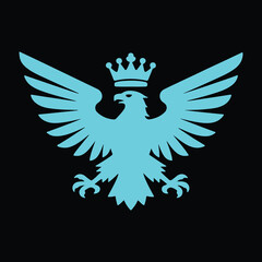 Eagle with wings shield logo symbol vector illustration design icon silhouette